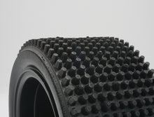 Load image into Gallery viewer, IN-STOCK NOW. BRP Tires: Mini Pin Spikes | 3" Wide 6" Wheel  Made to ensure no ballooning! Therefore, these tires will not blow out due to centrifugal forces, as compared to foam tires competitors.  Performs effectively on hard-packed dirt or semi-loose gravel and similar surfaces.  Recommended for 1/5 scale RC cars. Will require BRP hub adapter or Top Level RC hub adapter.