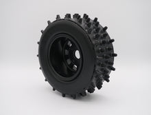 Load image into Gallery viewer, IN-STOCK NOW. BRP Tires: Tall Super Spikes | 3" Wide 190mm / 7.5" Wheel. Made to ensure no ballooning! Therefore, these tires will not blow out due to centrifugal forces, as compared to foam tires competitors. Recommended for 1/5 scale RC cars. Will require BRP hub adapter or Top Level RC hub adapter.