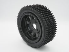 Load image into Gallery viewer, IN-STOCK NOW. BRP Tires: Mini Pin Spikes | 2" Wide 6" Wheel  Made to ensure no ballooning! Therefore, these tires will not blow out due to centrifugal forces, as compared to foam tires competitors.  Performs effectively on hard-packed dirt or semi-loose gravel and similar surfaces.  Recommended for 1/5 scale RC cars. Will require BRP hub adapter or Top Level RC hub adapter.