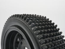 Load image into Gallery viewer, IN-STOCK NOW. BRP Tires: Mini Pin Spikes | 2" Wide 6" Wheel  Made to ensure no ballooning! Therefore, these tires will not blow out due to centrifugal forces, as compared to foam tires competitors.  Performs effectively on hard-packed dirt or semi-loose gravel and similar surfaces.  Recommended for 1/5 scale RC cars. Will require BRP hub adapter or Top Level RC hub adapter.