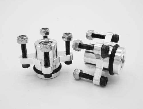 One of the lightest BRP Wheel Hub Adapters on the market. Fits LOSI DBXL & DBXL-E. Anywhere between 13% - 28% lighter than most competitors. Made from 6061 aluminum.  Includes:  (2) BRP Wheel Hub Adapters (LOSI DBXL & DBXL-E) (2) O-rings (8) Socket head bolts (8) Nuts  Recommended: Hardened Drive Pins (4mm x 24mm)