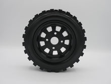 Load image into Gallery viewer, IN-STOCK NOW. BRP Tires: Knobbies | 2&quot; Wide Standard 6.5&quot; Wheel.  Made to ensure no ballooning! Therefore, these tires will not blow out due to centrifugal forces, as compared to foam tires competitors.  Recommended for 1/5 scale RC cars. Will require BRP hub adapter or Top Level RC hub adapter.
