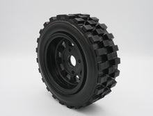 Load image into Gallery viewer, IN-STOCK NOW. BRP Tires: Knobbies | 2&quot; Wide Standard 6.5&quot; Wheel.  Made to ensure no ballooning! Therefore, these tires will not blow out due to centrifugal forces, as compared to foam tires competitors.  Recommended for 1/5 scale RC cars. Will require BRP hub adapter or Top Level RC hub adapter.
