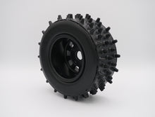 Load image into Gallery viewer, IN-STOCK NOW. BRP Tires: Tall Super Spikes | 3&quot; Wide 190mm / 7.5&quot; Wheel.  Made to ensure no ballooning! Therefore, these tires will not blow out due to centrifugal forces, as compared to foam tires competitors.  Recommended for 1/5 scale RC cars. Will require BRP hub adapter or Top Level RC hub adapter.
